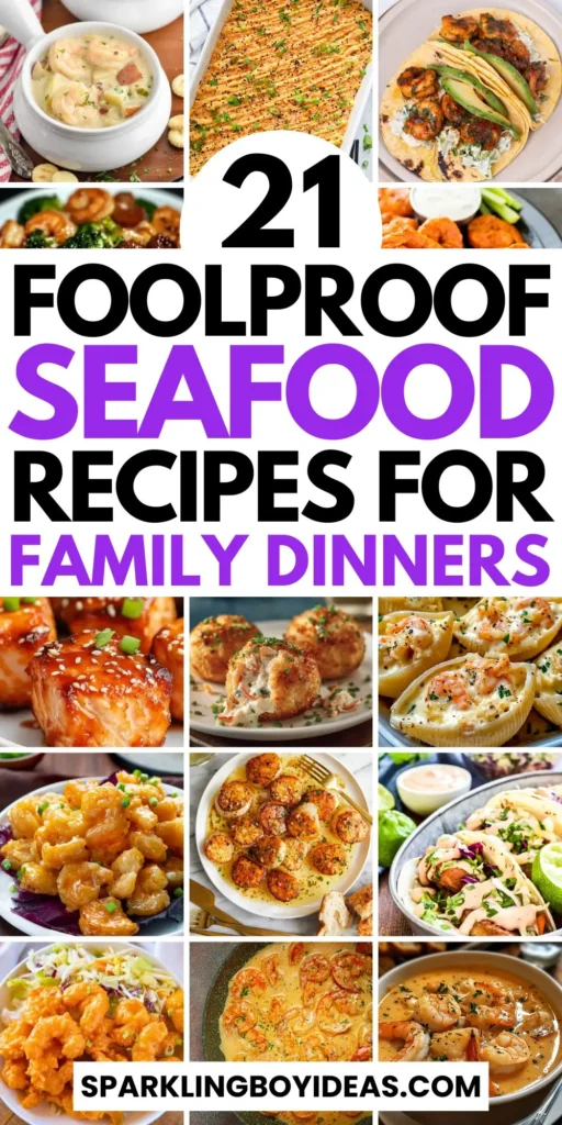 Seafood recipes featuring salmon shrimp and scallops for dinner 