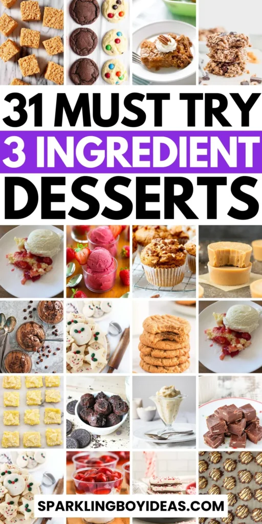 Freshly made 3 ingredient desserts including cookies brownies and chocolate treats on a serving platter