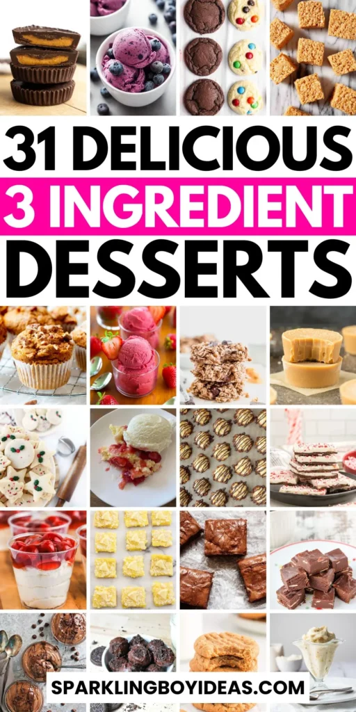 Freshly made 3 ingredient desserts including cookies brownies and chocolate treats on a serving platter