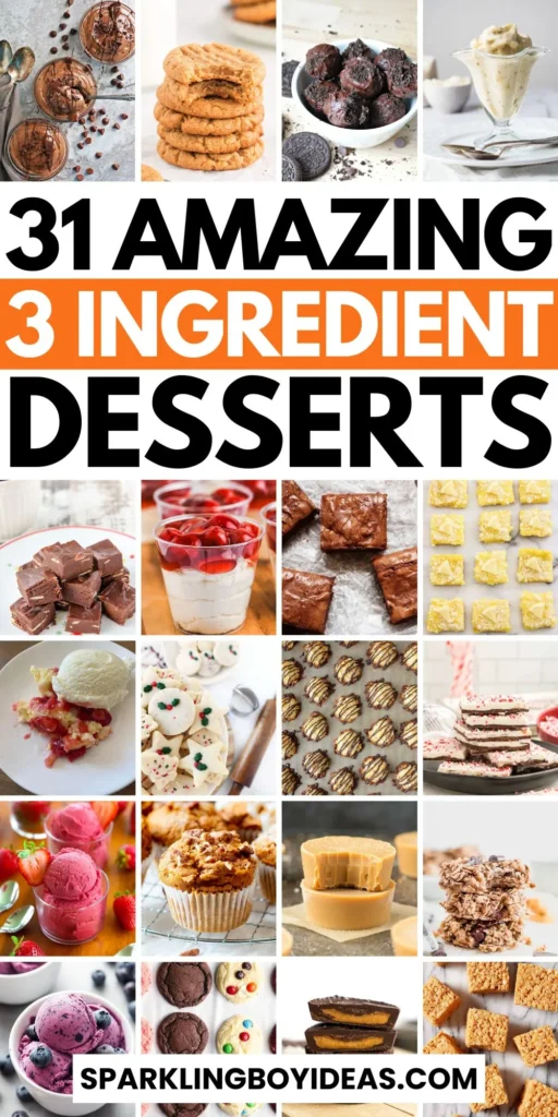 Freshly made 3 ingredient desserts including cookies brownies and chocolate treats on a serving platter